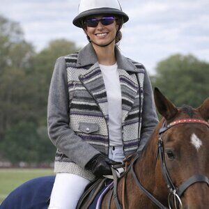 Anthropologie Eleven Paris Teofil Multi Gray Woven Wool Blend Tweed  Crop Jacket